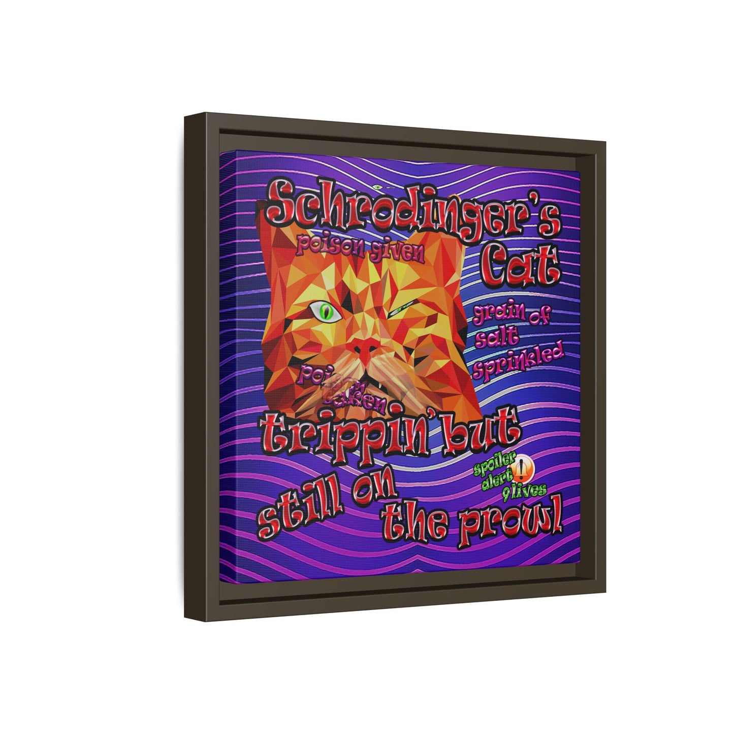 schrodinger's cat - framed canvas art (purple wave)