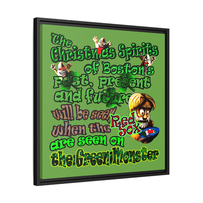 christmas spirits of boston - framed canvas art (green)