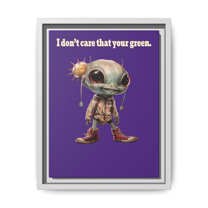 I don't care that your green - framed canvas art (purple)