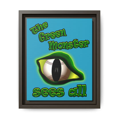 green monster - framed canvas art (turquoise)
