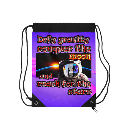 defy conquer reach - Drawstring Bag (purple-pink wave)