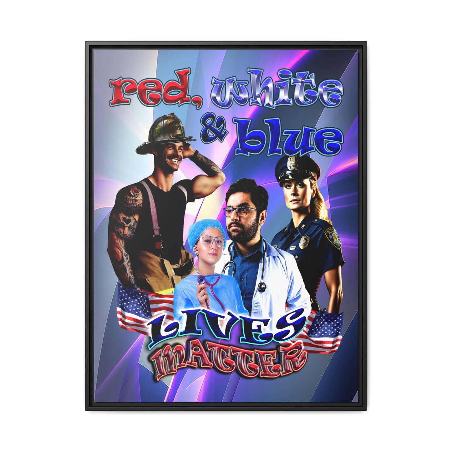 rw&b lives matter - framed canvas art (grey-pink wave)