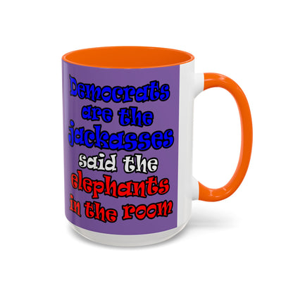 donkeys and elephants - Accent Mug (light purple)