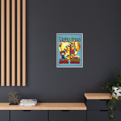 love peace - framed canvas art (faded blue)