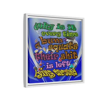 the bum's shit - framed canvas art (blue-white wave)