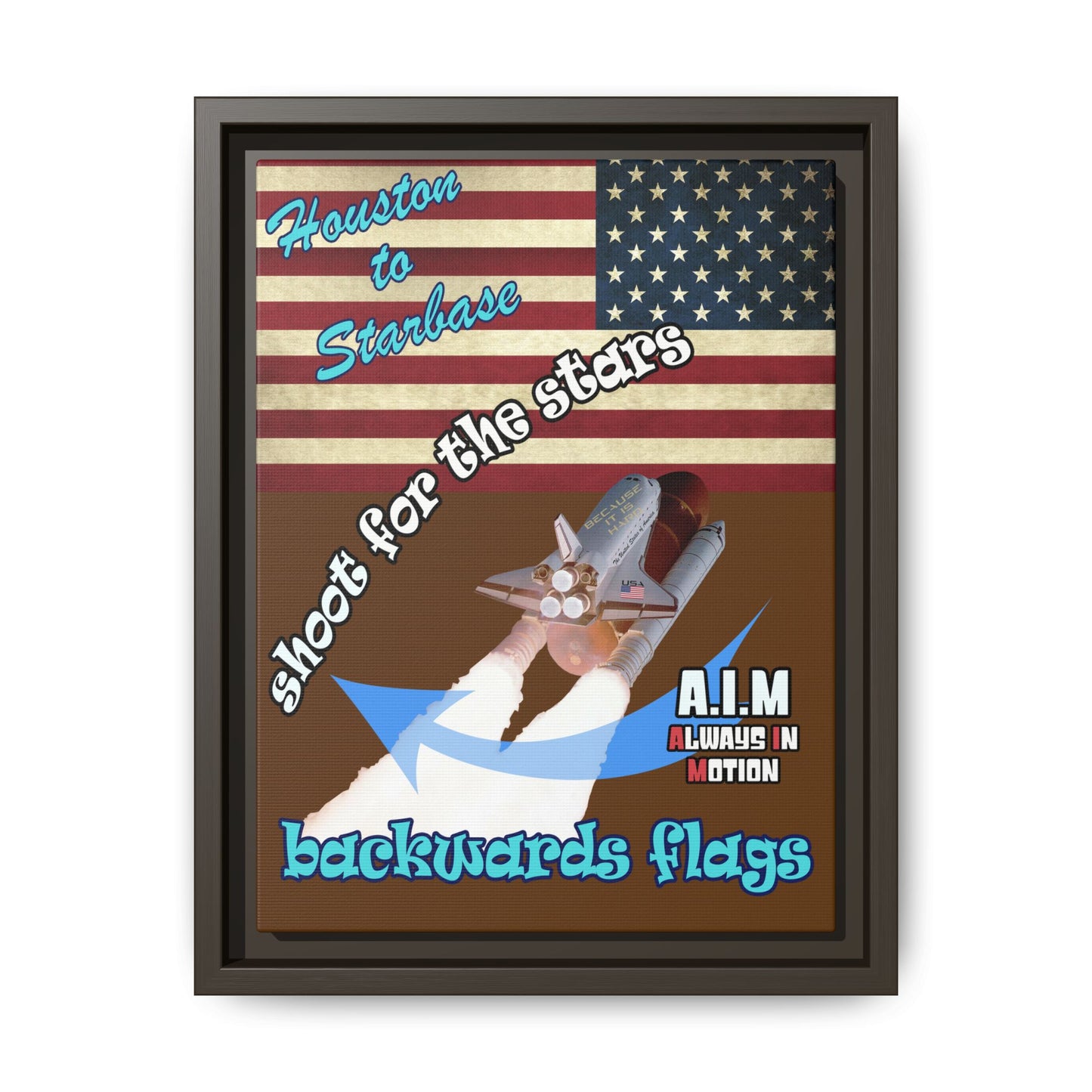 shoot for the stars - framed canvas art (brown)