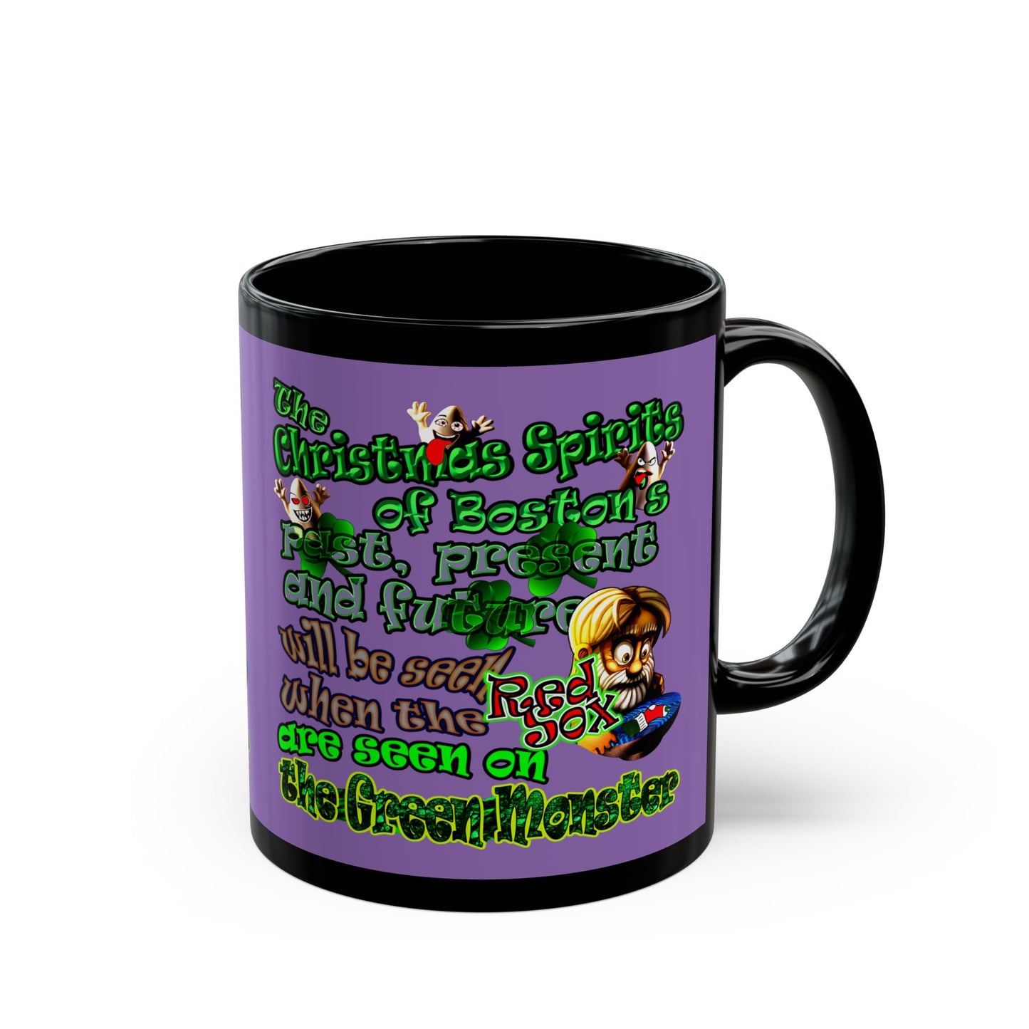 christmas spirits of boston - Black Mug (light purple)