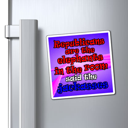 donkeys and elephants - Magnets - (purple-pink wave)