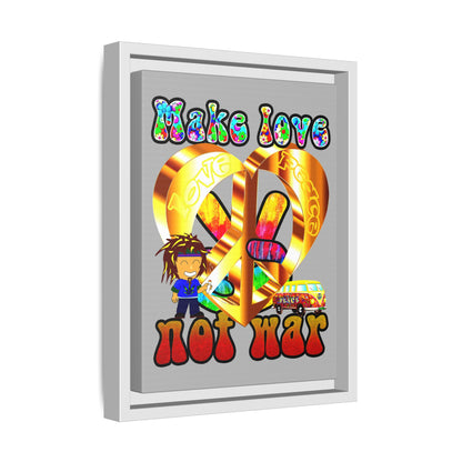 love peace - framed canvas art (light grey)