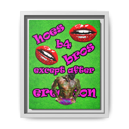 hoes b4 bros - framed canvas art (green turf)