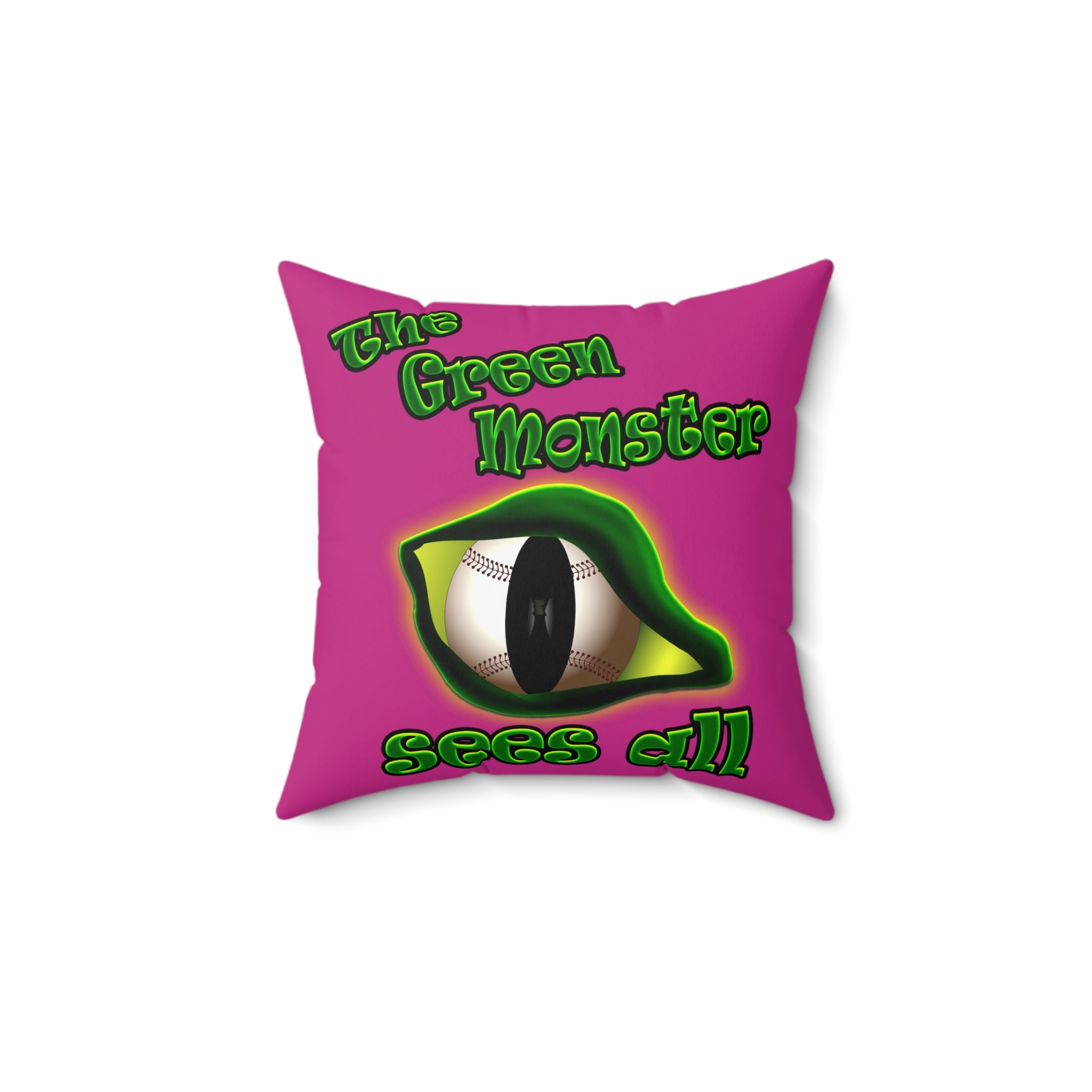 green monster - Spun Polyester Square Pillow - (pink)