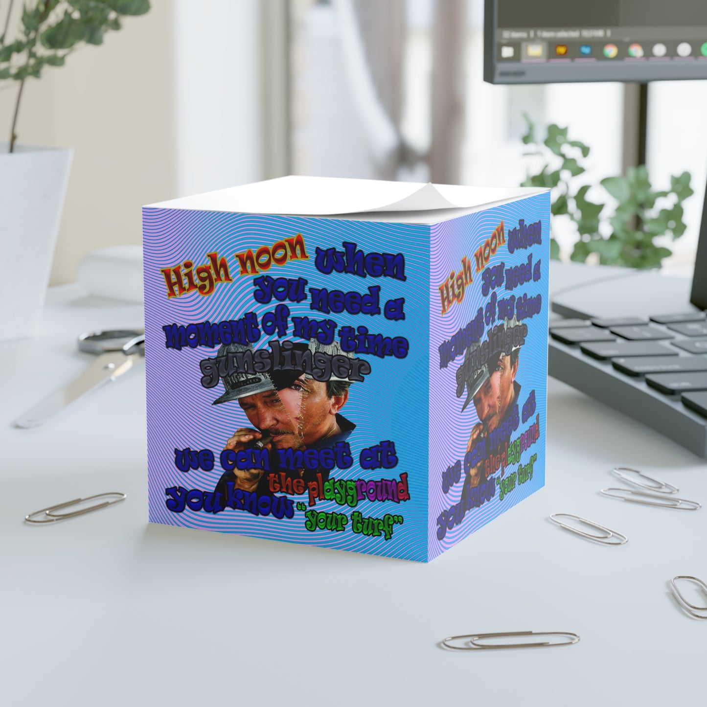 high noon - note cube (light blue-purple wave)