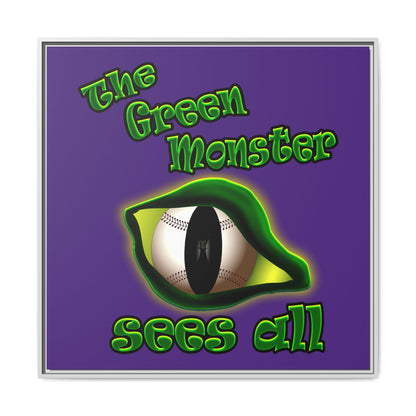 green monster - framed canvas art (purple)