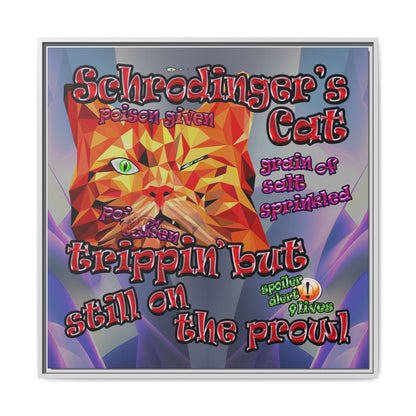 schrodinger's cat - framed canvas art (grey-pink wave)