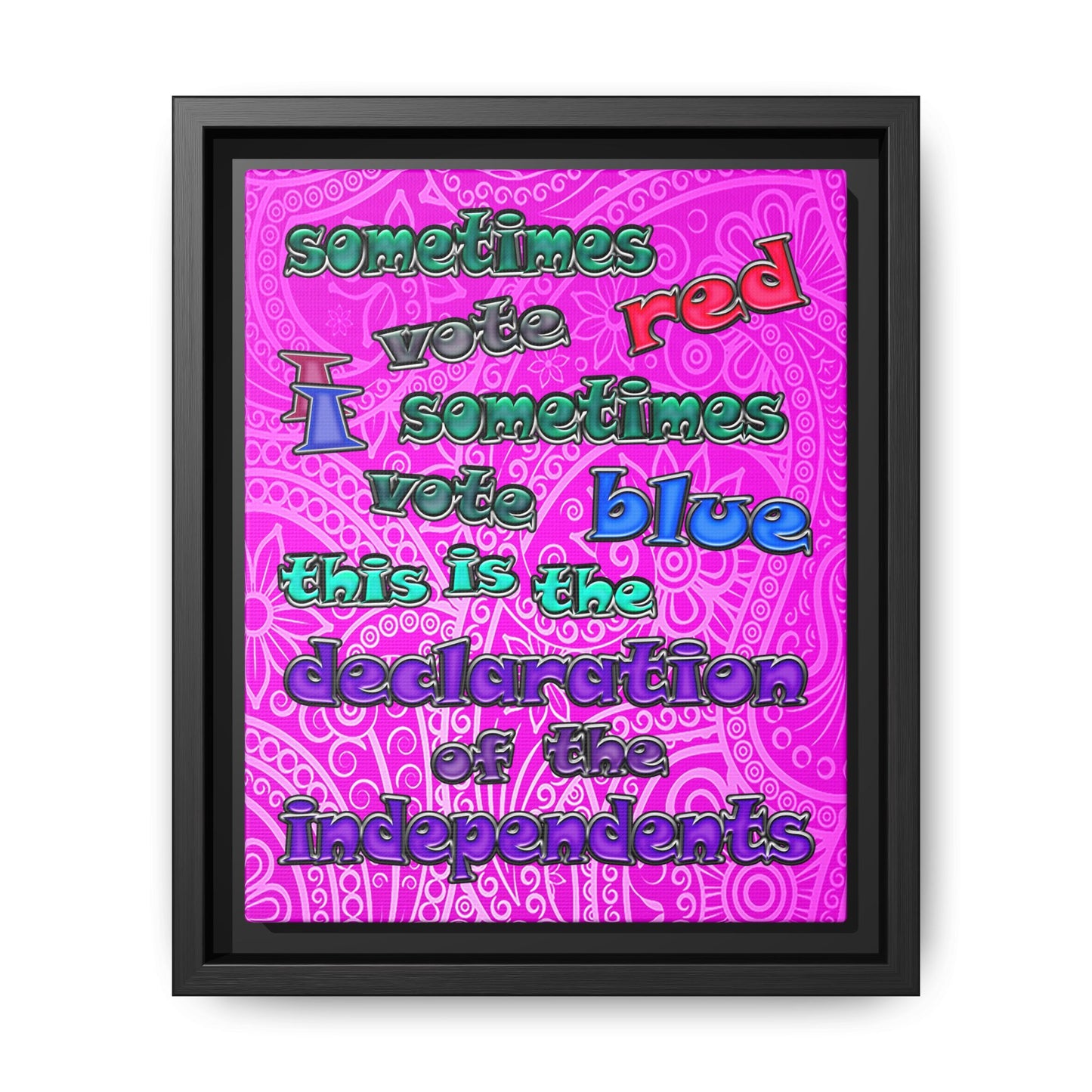 declaration of the independents - framed canvas art (pink swirl)