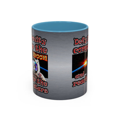 defy conquer reach - Accent Mug (brushed nickel)