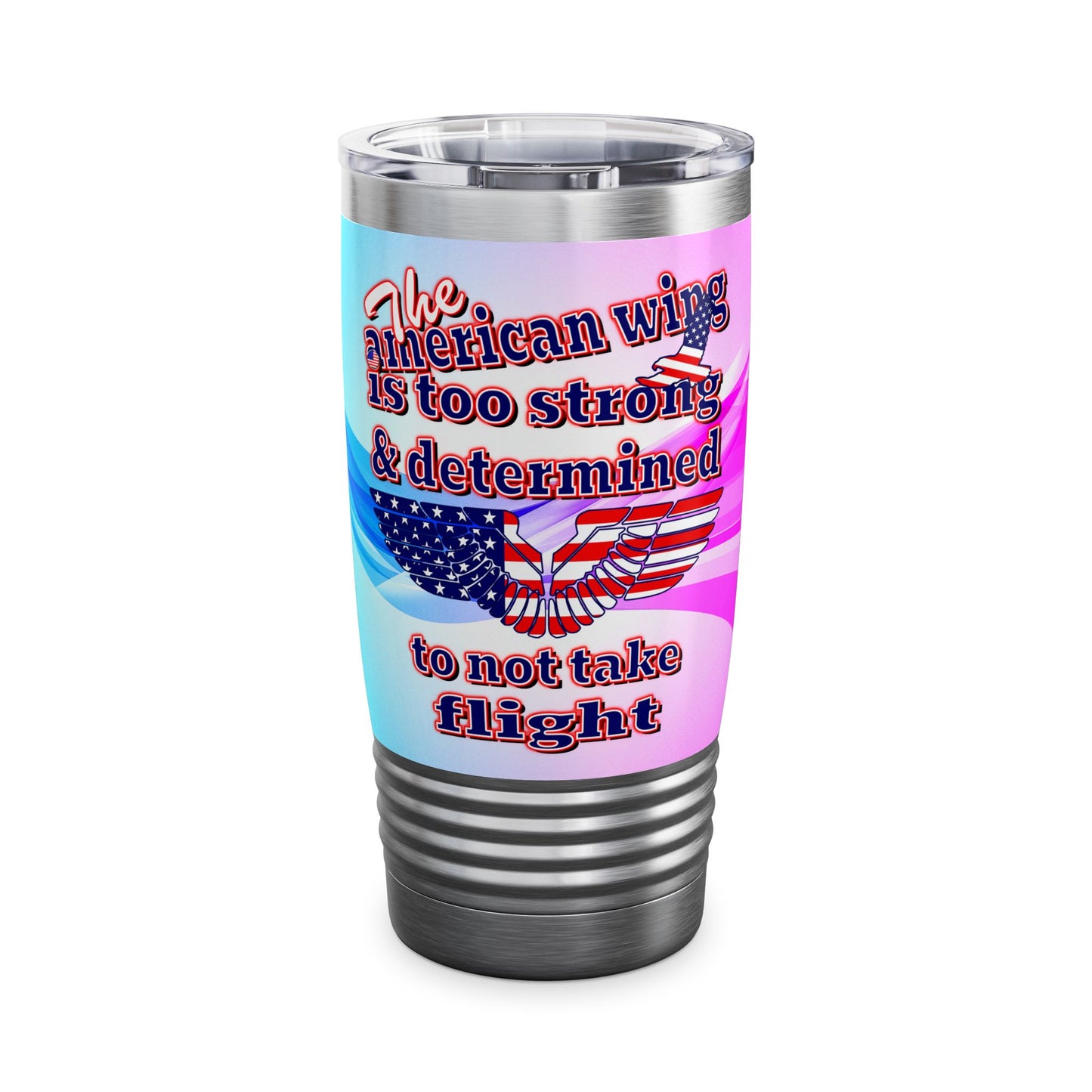 american wing - Ringneck Tumbler, 20oz (light blue-pink wave)