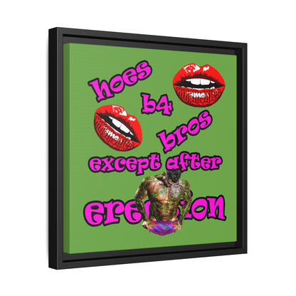 hoes b4 bros - framed canvas art (green)