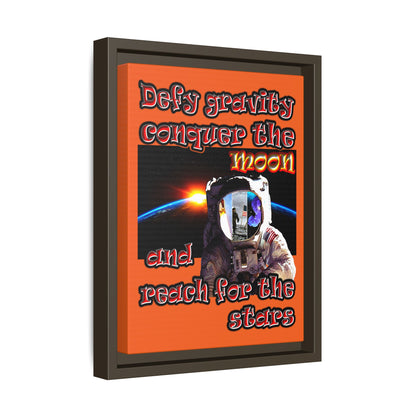 defy conquer reach - framed canvas art (orange)