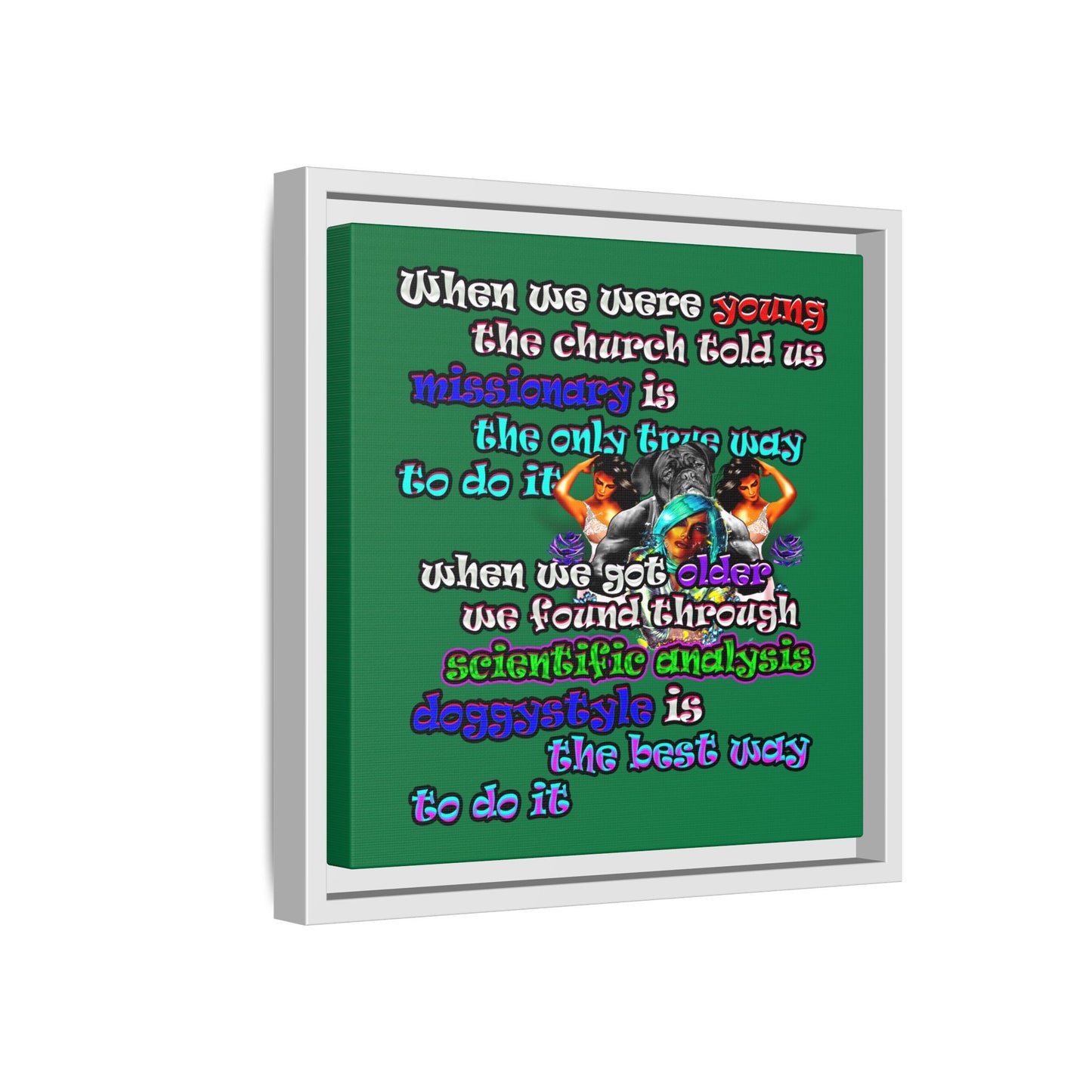 doggystyle - framed canvas art (dark green)