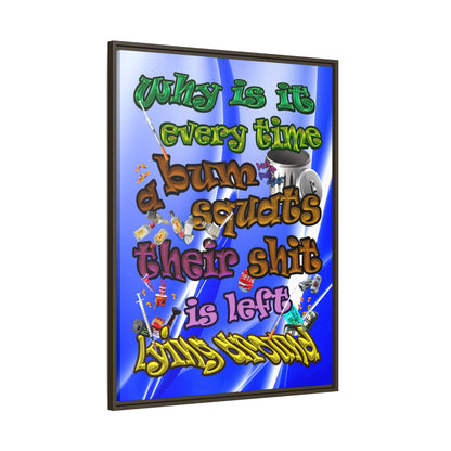 the bum's shit - framed canvas art (blue-white wave)