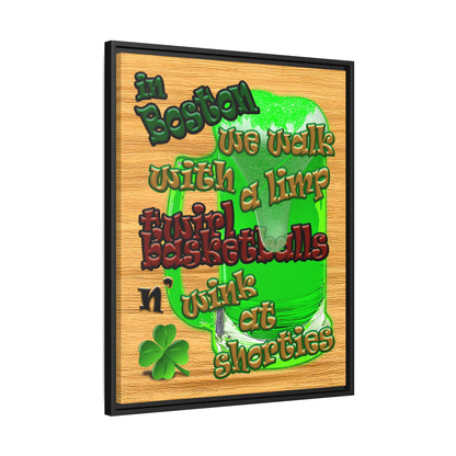 celtics logo - framed canvas art (butterscotch wood finish)
