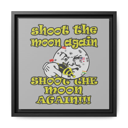 shoot the moon again - framed canvas art (light grey)