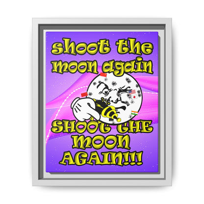 shoot the moon again - framed canvas art (purple-pink wave)