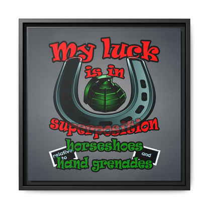 my luck - framed canvas art (grey-light grey)