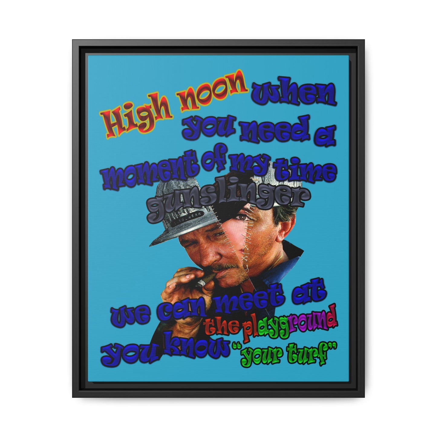 high noon - framed canvas art (turquoise)
