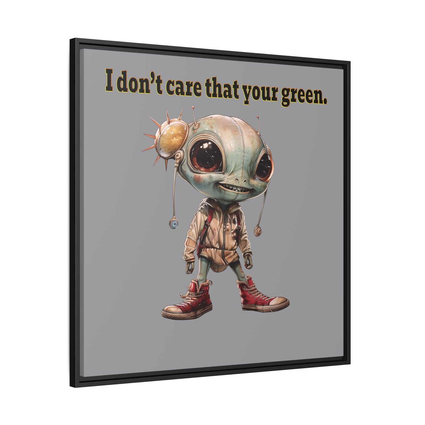 I don't care that your green - framed canvas art (grey)