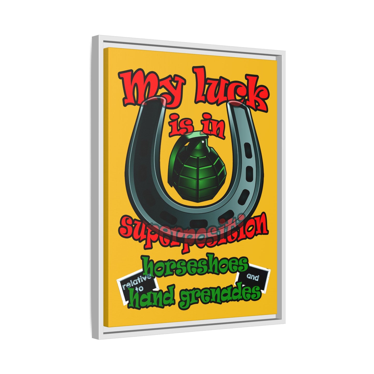 my luck - framed canvas art (yellow)