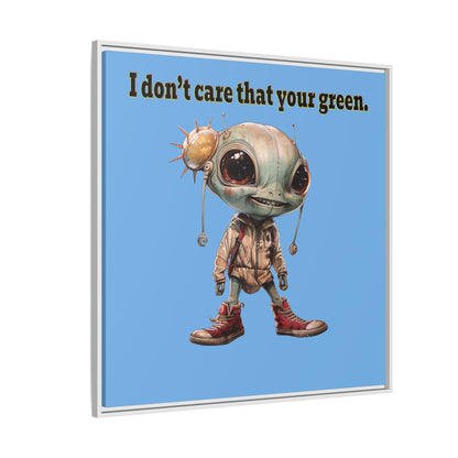 I don't care that your green - framed canvas art (light blue)