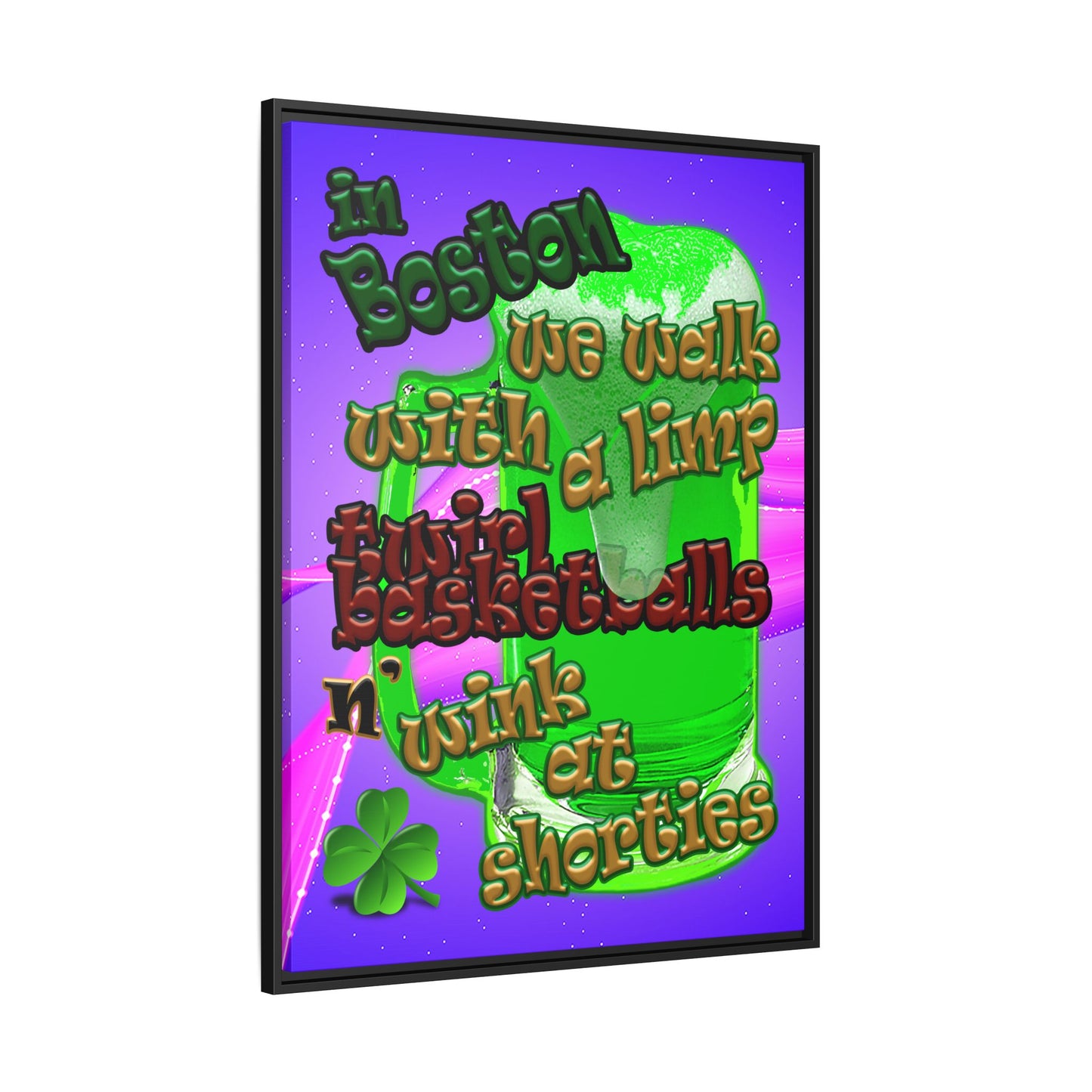 celtics logo - framed canvas art (purple-pink wave)