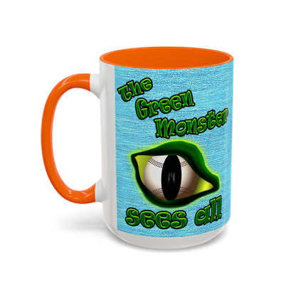 green monster - Accent Mug (faded blue)