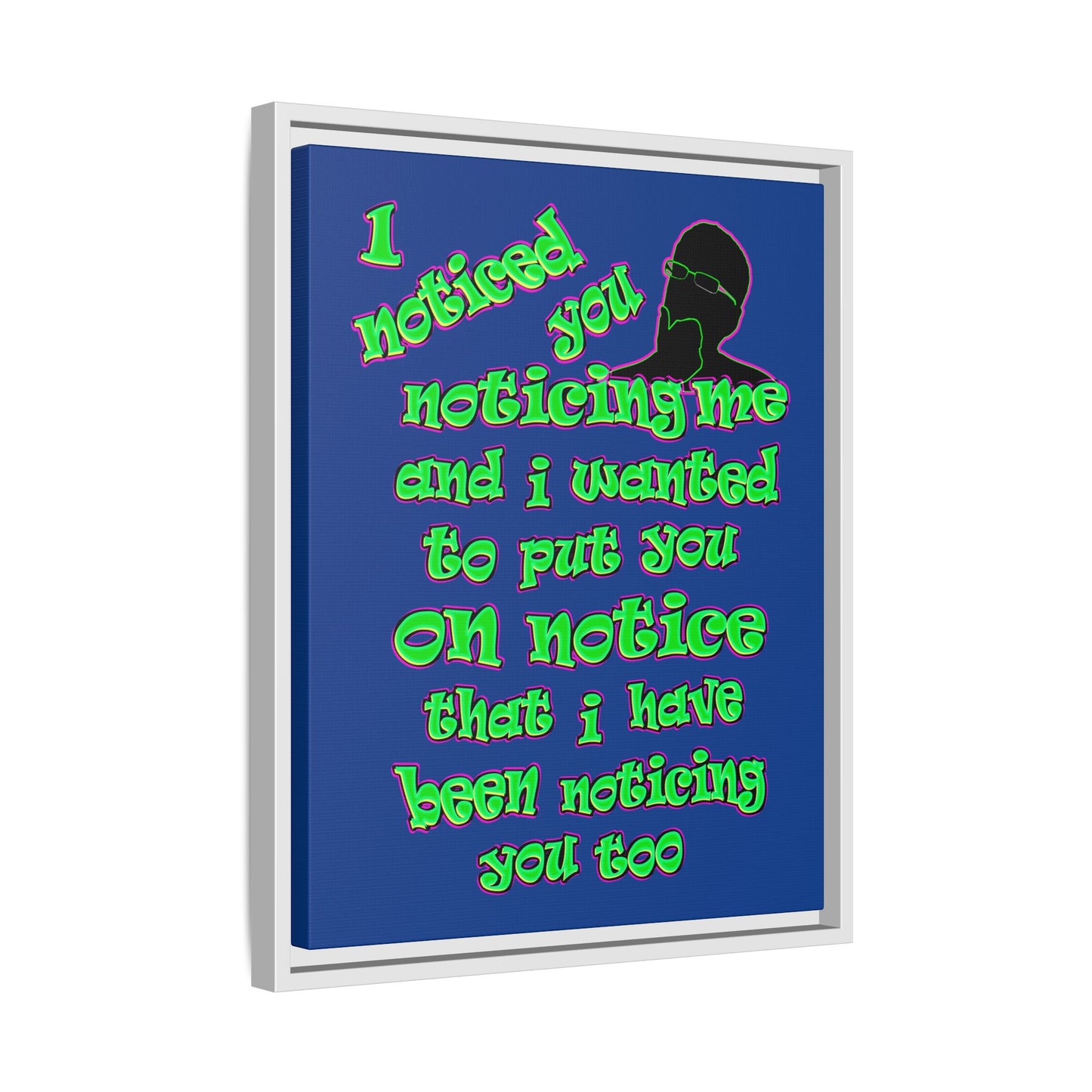 noticed you noticing - framed canvas art (dark blue)