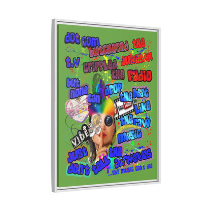 drop the beat - framed canvas art (green)