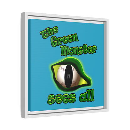 green monster - framed canvas art (turquoise)
