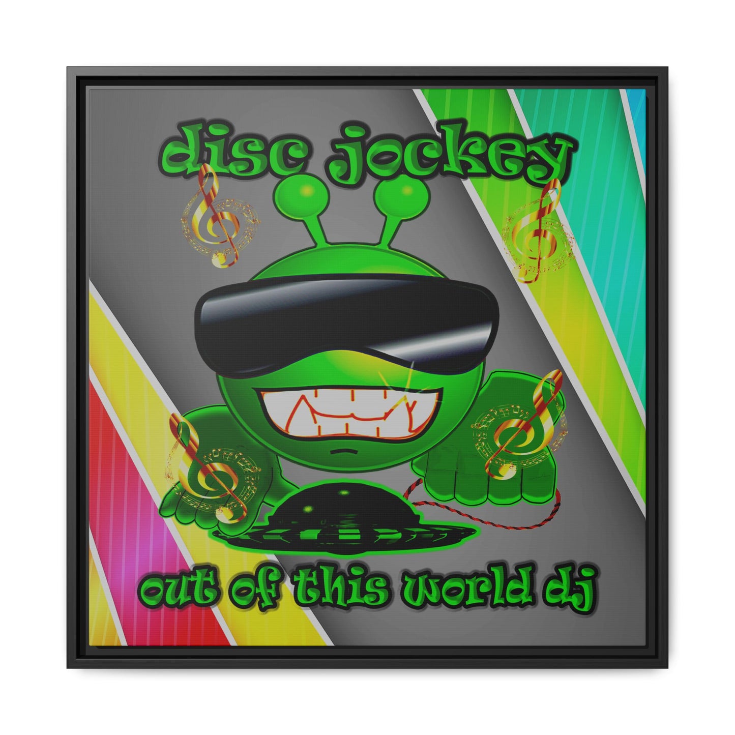 disc jockey - framed canvas art (rainbow split)