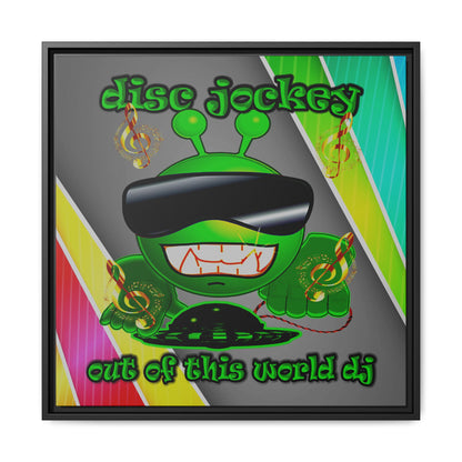 disc jockey - framed canvas art (rainbow split)