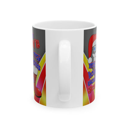 santa's shoes - White Mug (rainbow split)