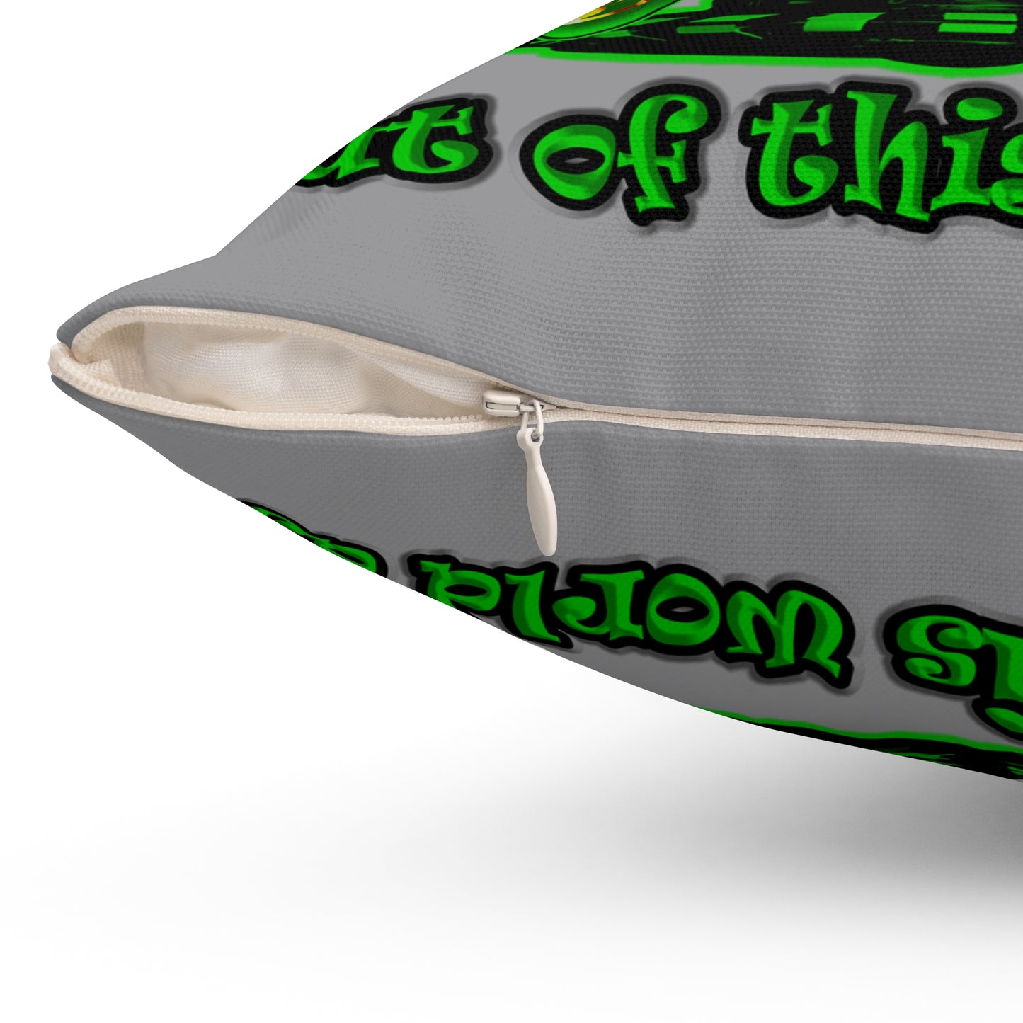 disc jockey - Spun Polyester Square Pillow - (grey)