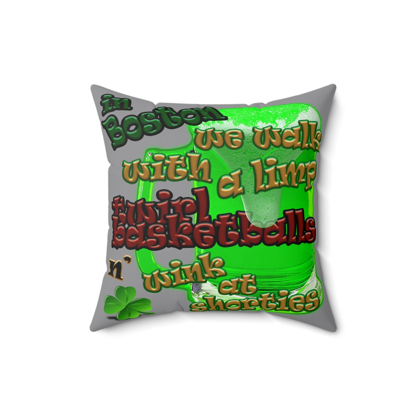 celtics logo - Spun Polyester Square Pillow - (grey)