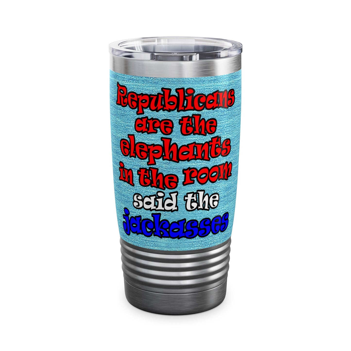 donkeys and elephants - Ringneck Tumbler, 20oz (faded blue)
