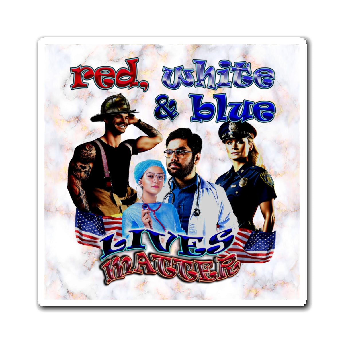 rw&b lives matter - Magnets - (white marble)
