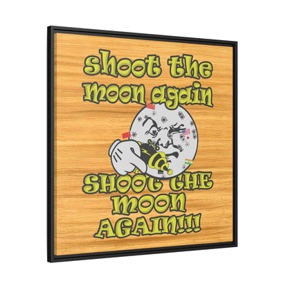 shoot the moon again - framed canvas art (butterscotch wood finish)