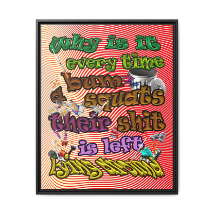 the bum's shit - framed canvas art (yellow-orange wave)