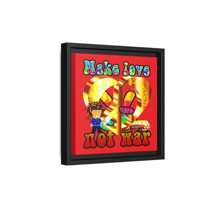 love peace - framed canvas art (red)