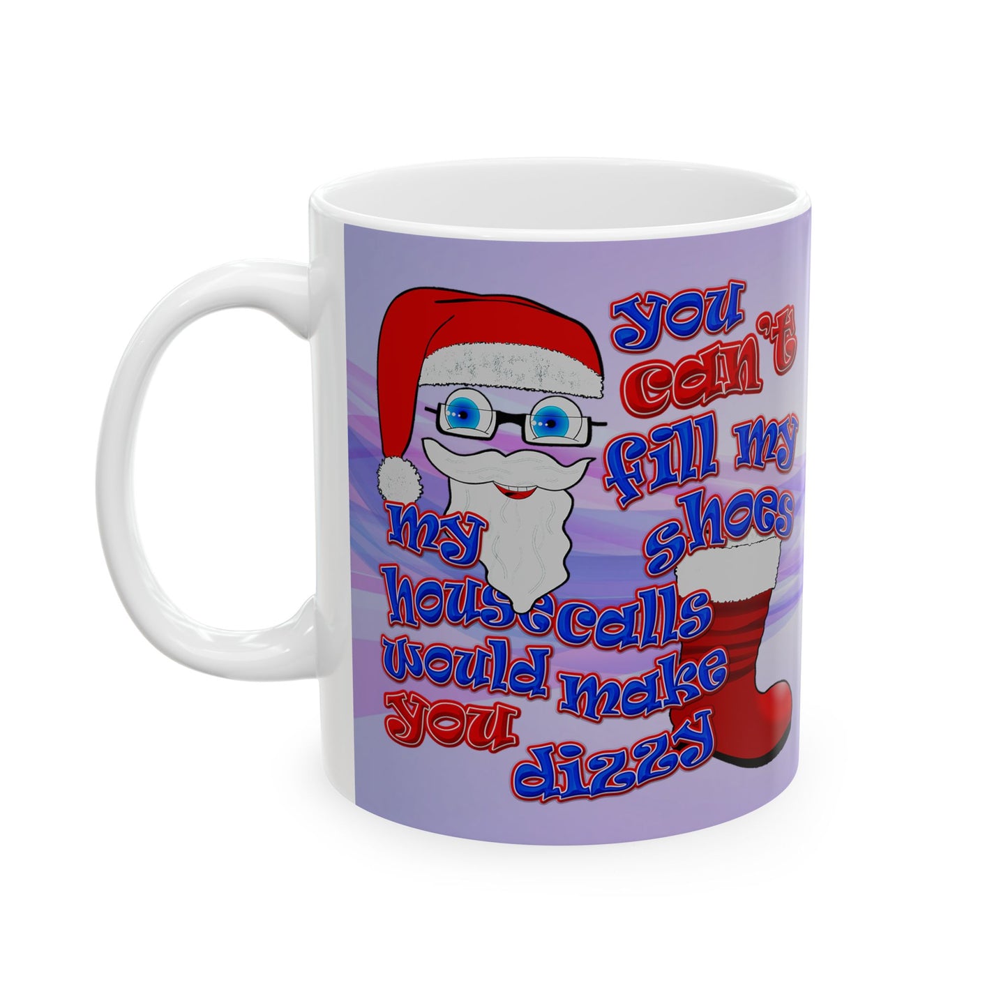 santa's shoes - White Mug (light blue-pink wave)