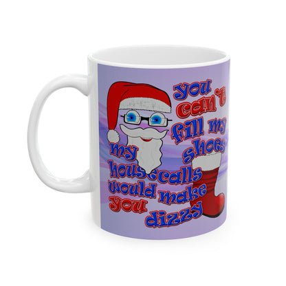 santa's shoes - White Mug (light blue-pink wave)